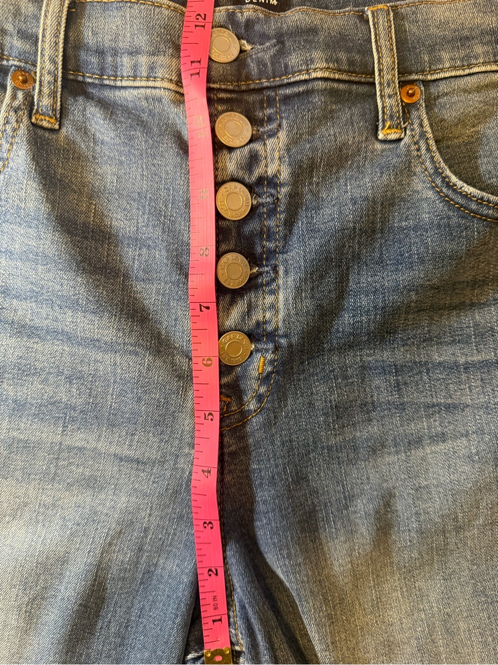 Gap Denim True Skinny Jeans Women’s 14/32 Medium Wash Raw Hem Button Fly Stretch - Picture 8 of 9